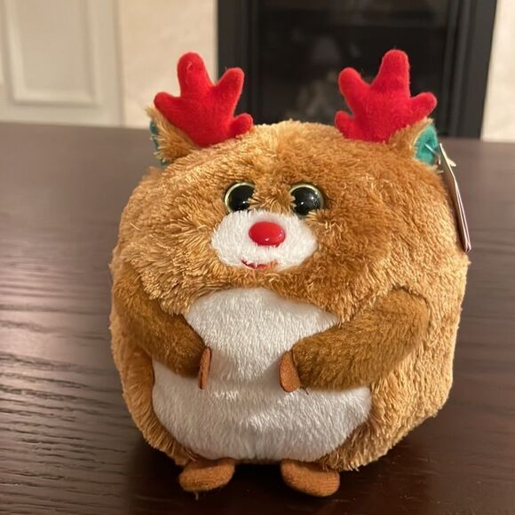 Ty Beanie Ballz 2011 Hoofer the Round Reindeer Excellent Condition NWT 5” - Picture 6 of 10